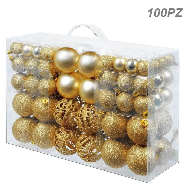Confezione 100 Palline Natale 3 4 6 cm Oro Addobbi Albero Interne Esterne