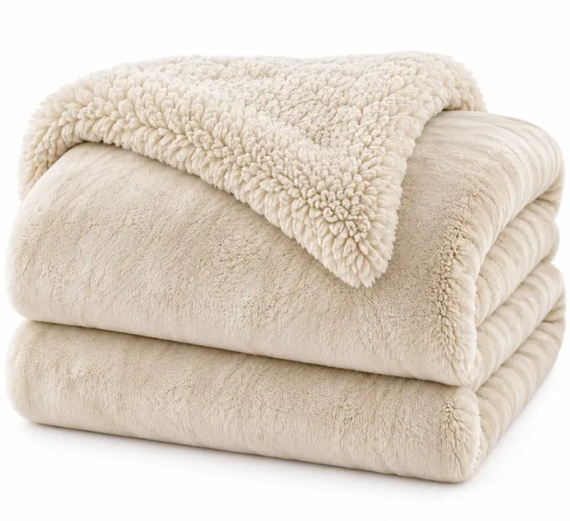 Coperta Matrimoniale Alaska in Ecopelliccia Coral e Sherpa 250x260 cm Plaid Invernale Doppio Strato 460 gr/m² Extra Morbida Calda e Soffice 5/5 Punti Calore