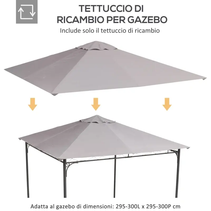 Copertura Ricambio Gazebo 3x3 MT Telo Sostitutivo in Poliestere Beige