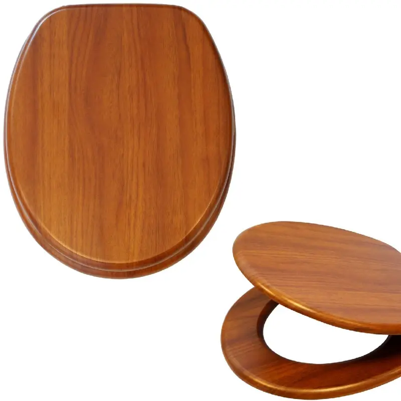 Copri Water Legno Mdf Tavoletta WC Color Legno Noce Universale Cerniere Acciaio