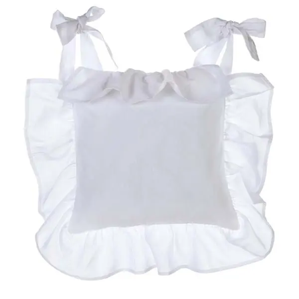 Copricuscino sedia con volant cotone bianco 40X40cm+10 BLANC MARICLO'