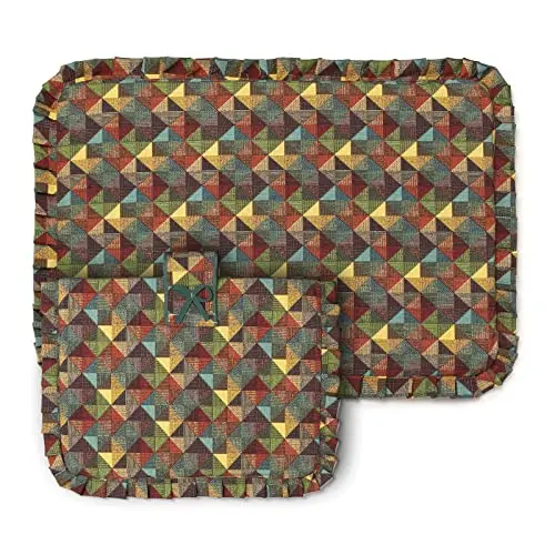 Copriforno e Coprifornello rettangolare con Rombi Imbottito Set 1+1