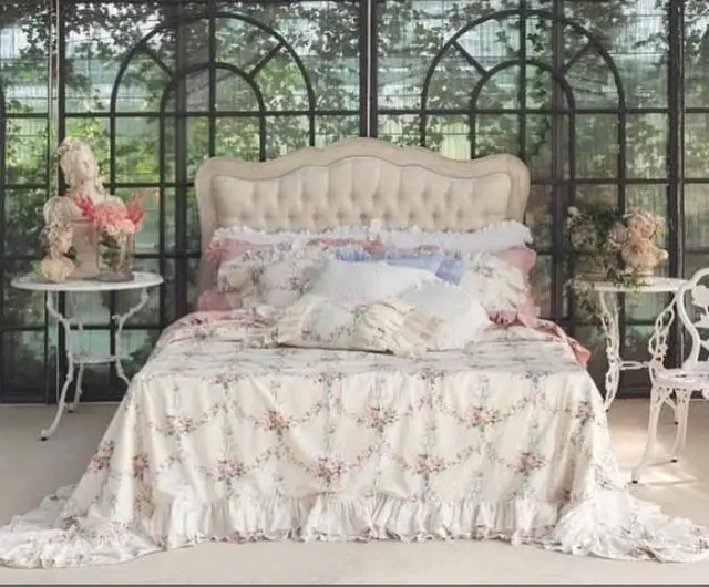 COPRILETTO COTONE BIANCO BLANC MARICLO' 240x260 SERIE MANON FLOREALE