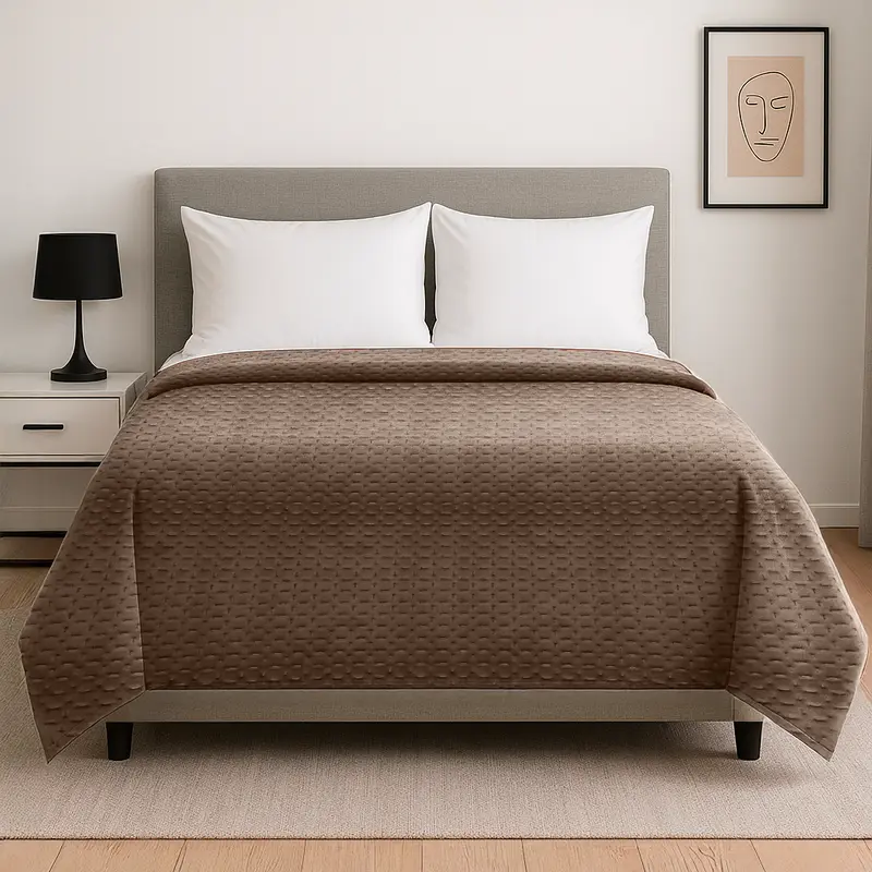 Copriletto Trapuntato in Velluto Morbido 150x270 cm Elegante Ideale per Letto Singolo Una Piazza Velour