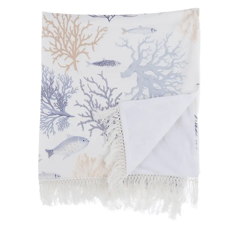 Copritutto con frange in cotone Blanc Mariclo' 165x260cm.
