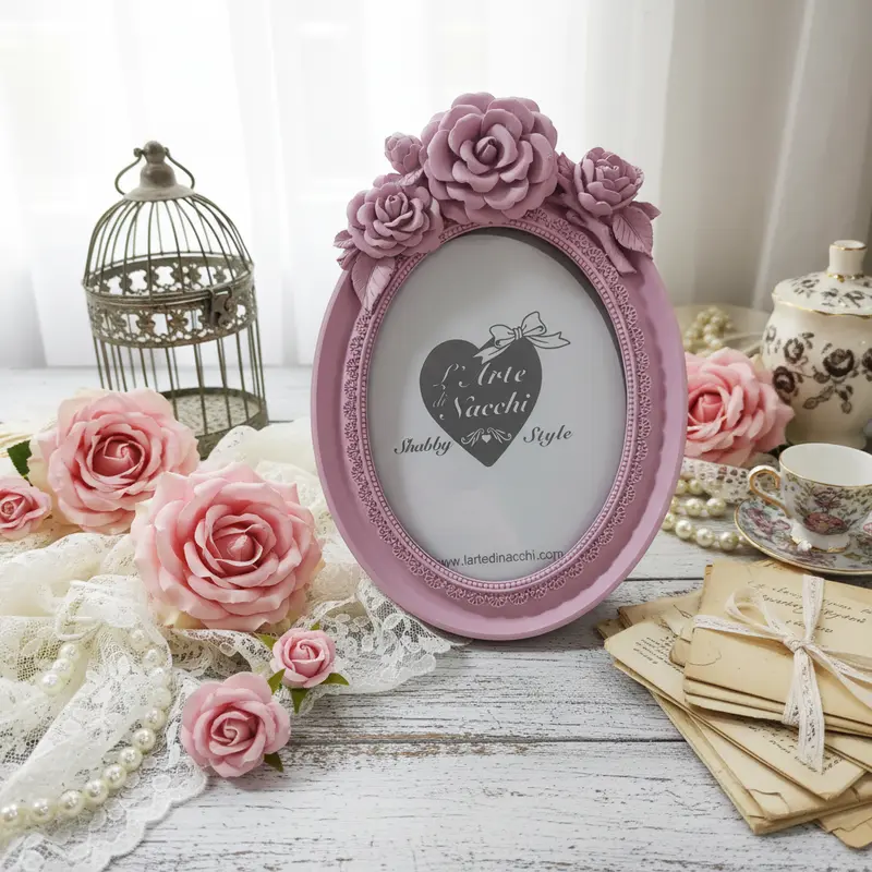 Cornice Portafoto Piccola in Resina Rosa Shabby Chic | L'Arte di Nacchi