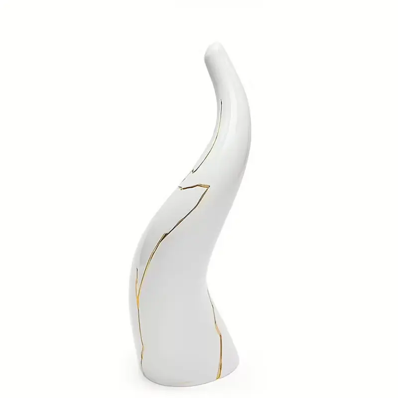 Corno Kintsugi Bianco e Oro h22 cm Sequenze - Portafortuna Argento e Oro