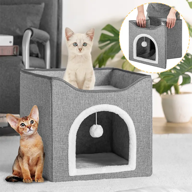 Cuccia per Gatti con Ingresso Tiragraffi, Casetta per Animali, Comoda e Resistente