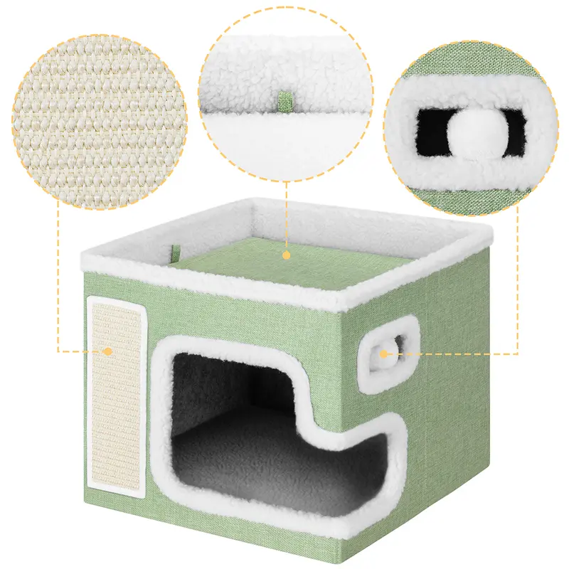 Cuccia per Gatti Tiragraffi Casetta Animale 42x42x33 cm Cuscino e Base Antiscivolo