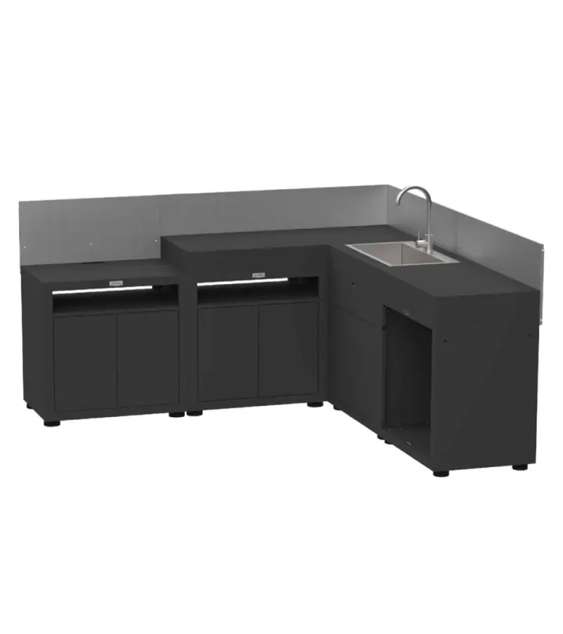 Cucina ad angolo 5 elementi finitura top acciaio nero Le Marquier - MC80A5ECE13