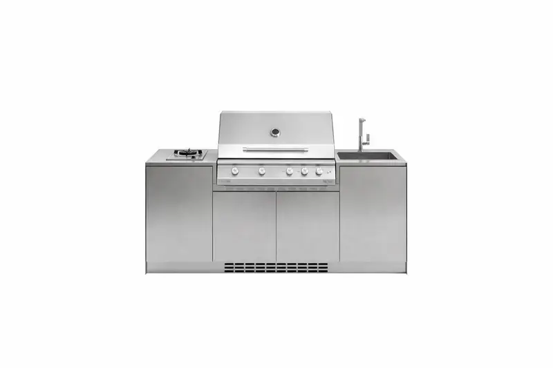 Cucina da esterno a parete completa OF OutdoorKitchens Via Nolfi 527 - lavello, fornello e bbq a gas