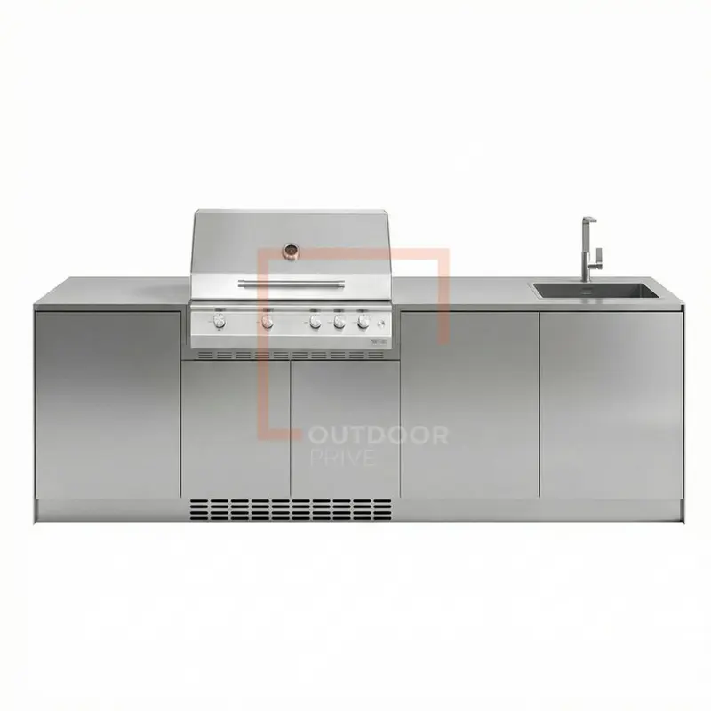 Cucina da esterno a parete OF OutdoorKitchens Via Nolfi 529 – lavello e bbq a gas