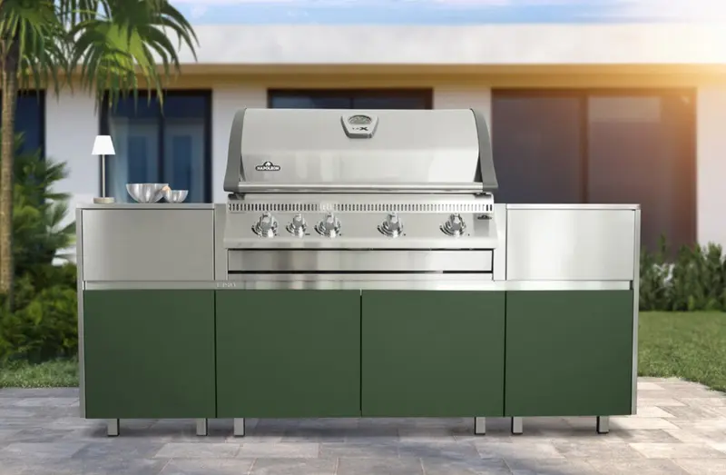 Cucina da esterno ad isola Liberty Green 100 cm – BBQ Napoleon 5 fuochi