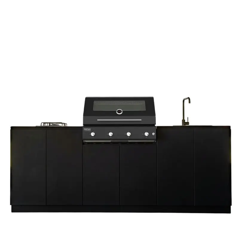 Cucina da Esterno completa Flaminia Urbino 240 – Barbecue Black a Gas 4 Fuochi Black