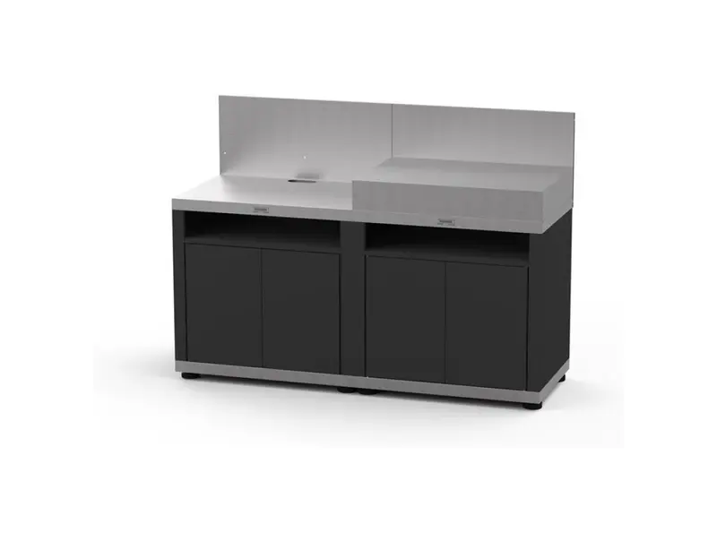 Cucina in linea nera con 2 elementi finitura top inox Le Marquier - MC802ECD