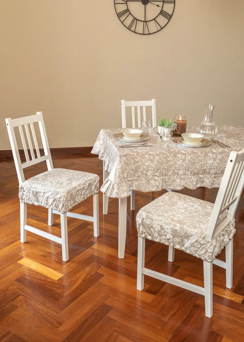 Cuscini copri Sedia 40x40 in cotone con fascia elastica sfoderabile fantasia Edera Set 2 pezzi vari colori