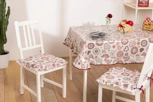 Cuscini Coprisedia 40x40 sfoderabili con Volant Shabby Chic country Imbottito con Laccetti Set da 6 pezzi Linea cuore