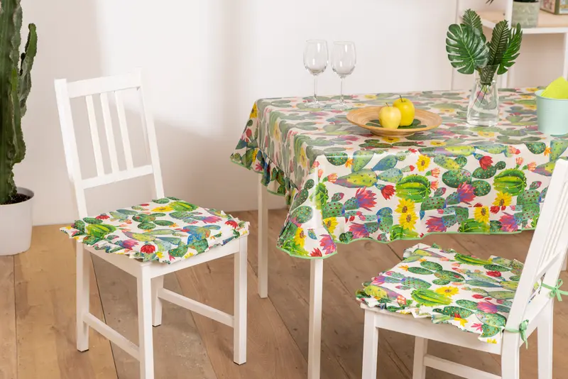 Cuscini Coprisedia Cactus Volant ai Bordi Imbottiti con Laccetti Sfoderabili 40x40 cm Set da 6 pezzi