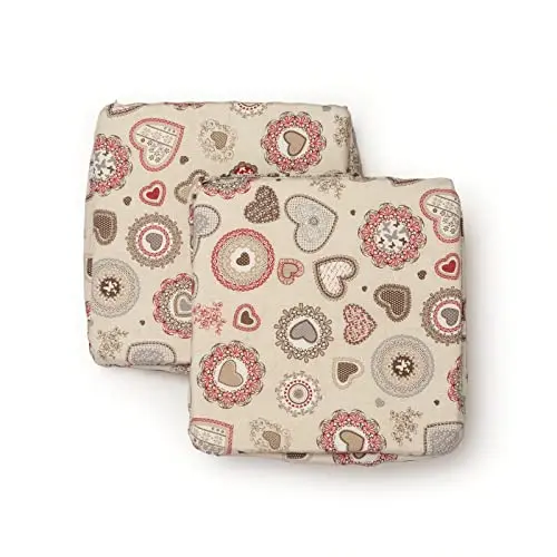 Cuscini Coprisedia con fascia elastica rinforzata cotone e poliestere Shabby Chic Country Supreme Fantasia Cuore