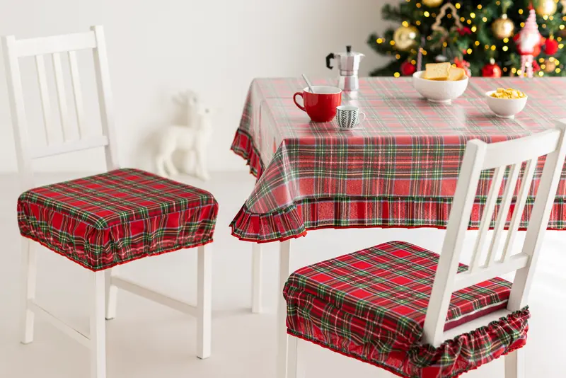 Cuscini Coprisedia scozzese natalizio con fascia elastica 40x40cm Tartan supreme Set da 2 pezzi
