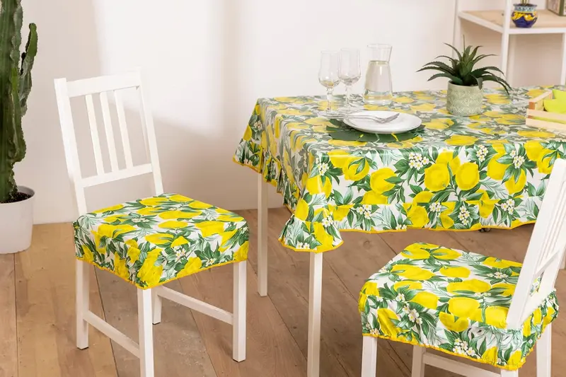 Cuscini Coprisedia Shabby Chic Country Linea Limoni Imbottiti Sfoderabili con Fascia Elastica 40x40 cm Set da 2 Pezzi
