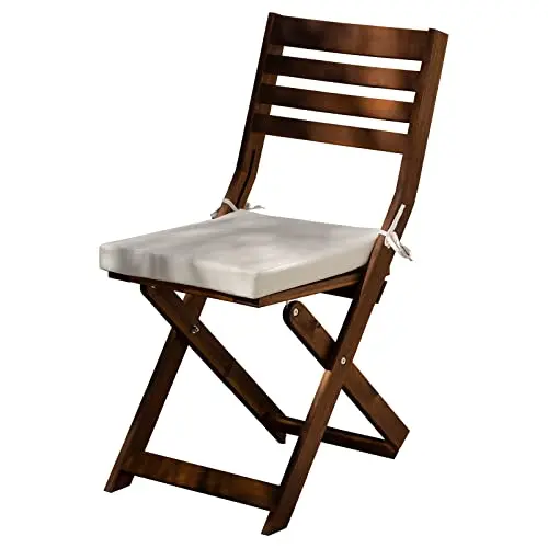 Cuscini Sedie Esterno Set da 2 Cook, Quadro, Sfoderabile, Antigraffio, con Laccetti, Interni od Esterni, Imbottitura 5 cm, Universale Copri Sedia Giardino 40x40 cm Panna