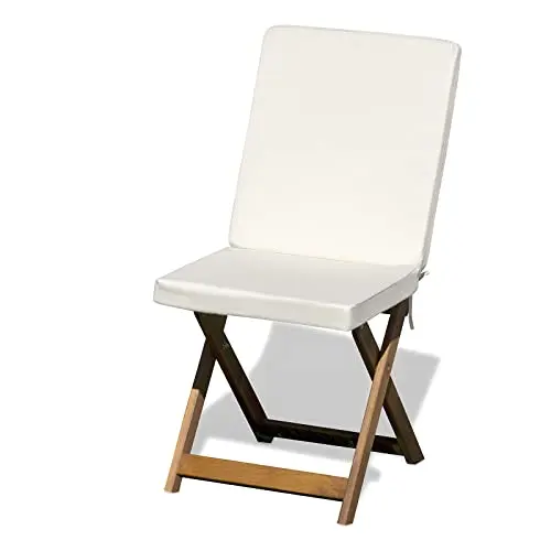 Cuscino con Schienale Sedia da Esterno Cook, Imbottitura 5 cm, Pieghevole, Sfoderabile, Antigraffio, con Laccetti, Universale Copri Sedia Giardino, 45x90 Cm Panna
