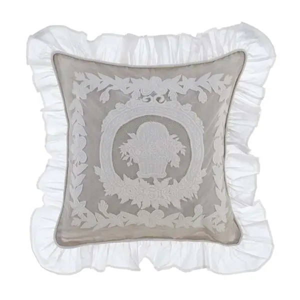 Cuscino ricamato 50x50cm. misto lino Blanc Mariclo'