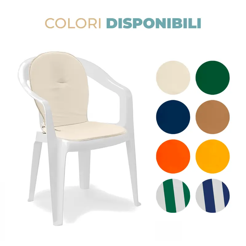Cuscino Sagomato con Schienale Set da 2 Pezzi Stondato con Laccetti 38x38x42cm