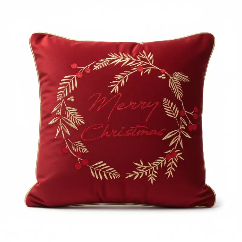 Cuscino Velluto Rosso Merry Christmas