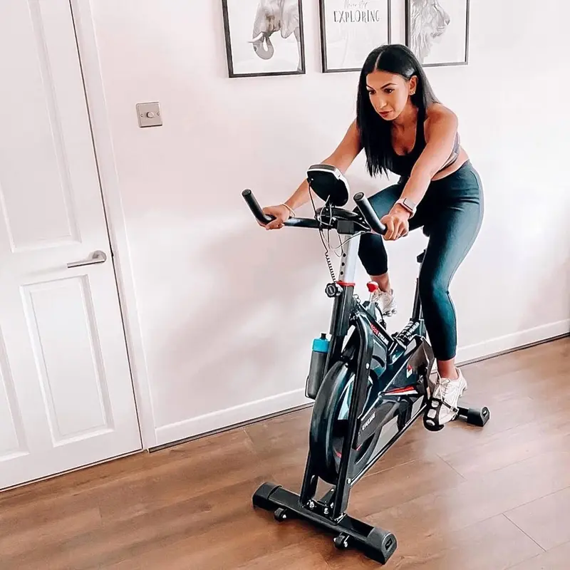 Cyclette Professionale con Supporto per Cellulare, Monitor LCD, Manubrio e Resistenza Regolabile