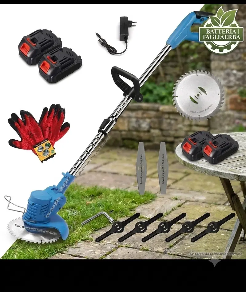 Decespugliatore 21V Tagliaerba Tagliabordi a Batteria - 2 Batterie 48V