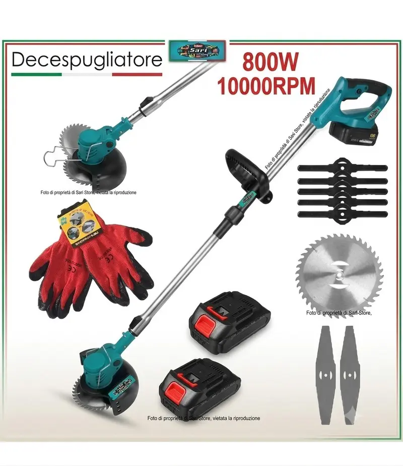 Decespugliatore a Batteria , 2 Batterie 48V Kit Tagliabordi Tagliaerba 3 in 1
