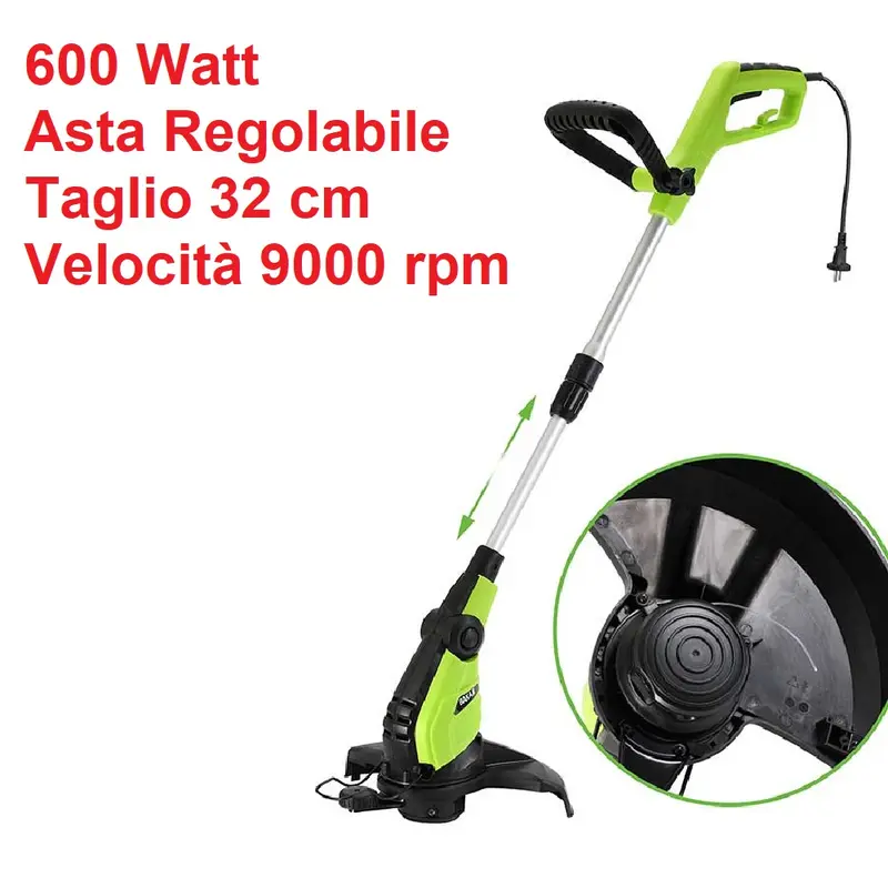 Decespugliatore Elettrico 600W Tagliabordi 32cm Asta Regolabile Prato Giardino