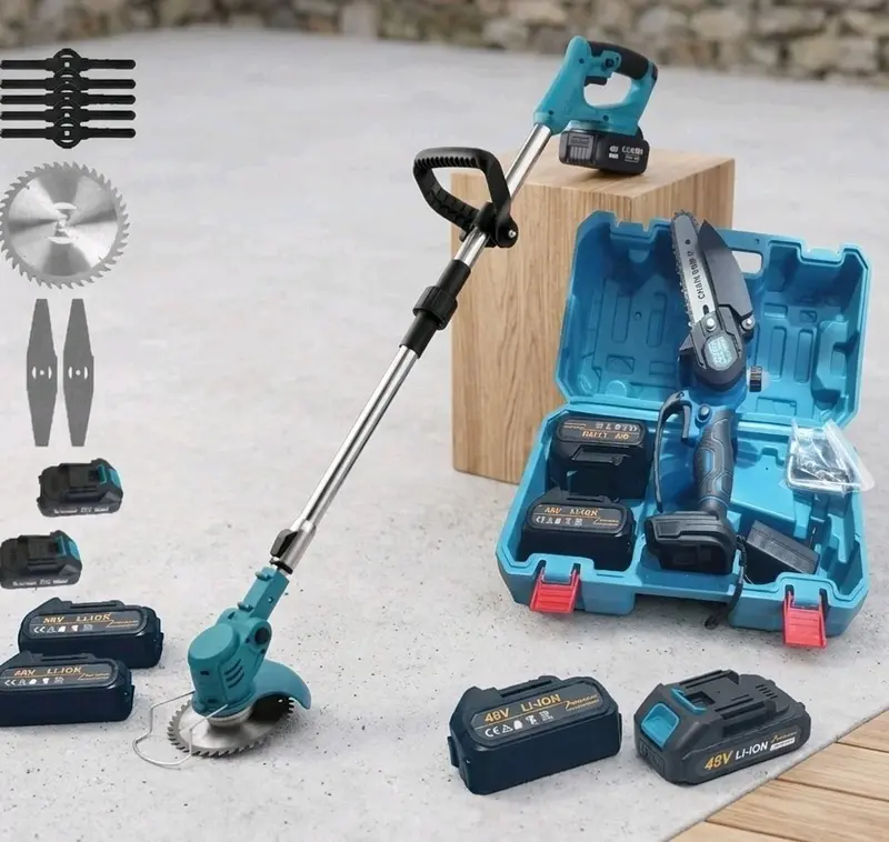 Decespugliatore , Motosega , 2 in 1 , 4 Batterie Potatura Tagliaerba Tagliarami