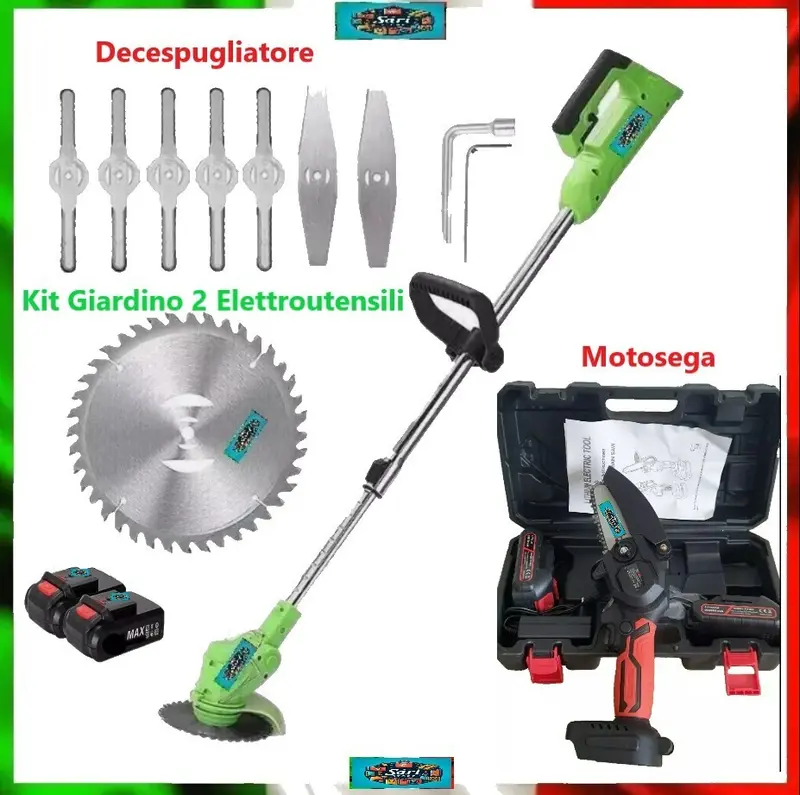 Decespugliatore Tagliaerba a Batteria Motosega Catena 4 Pollici , 4 Batterie 48V