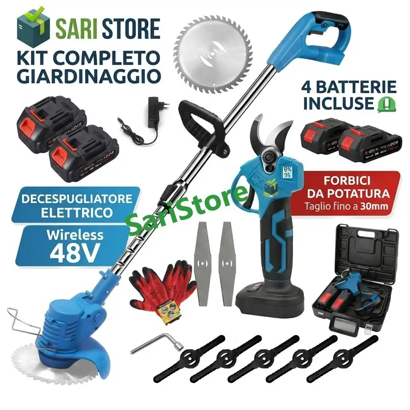Decespugliatore Tagliaerba - Forbice Potatura Elettrico Batteria 4 Batterie 48V