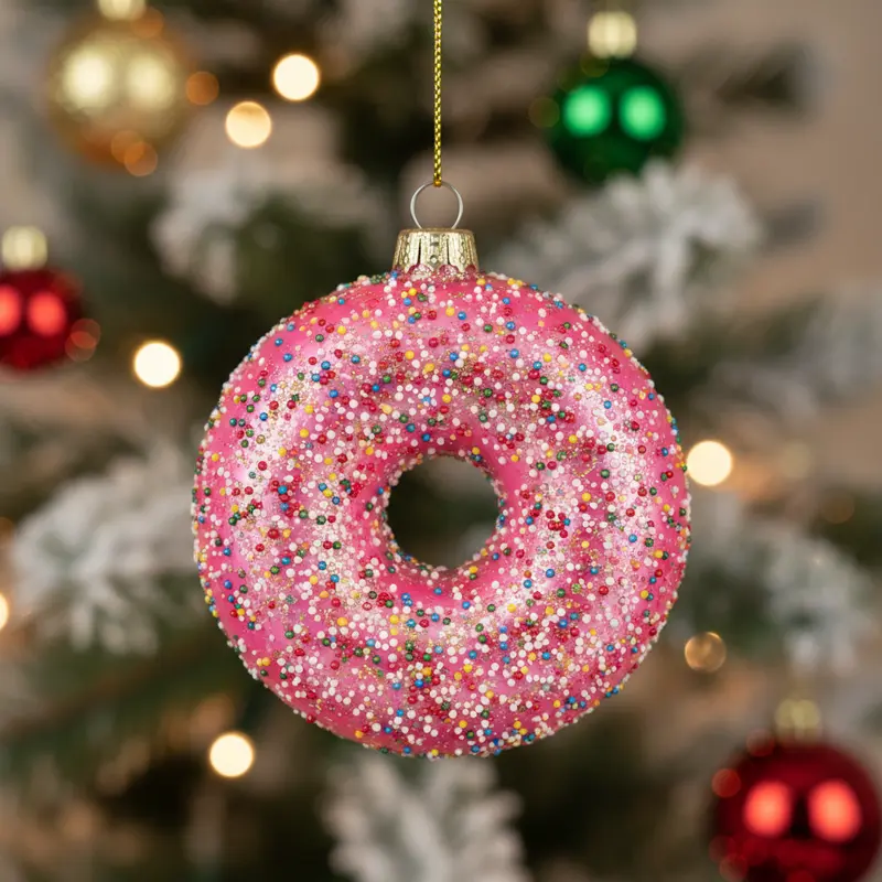 Decorazione per Albero di Natale in Vetro – Ciambella Ø 10 cm