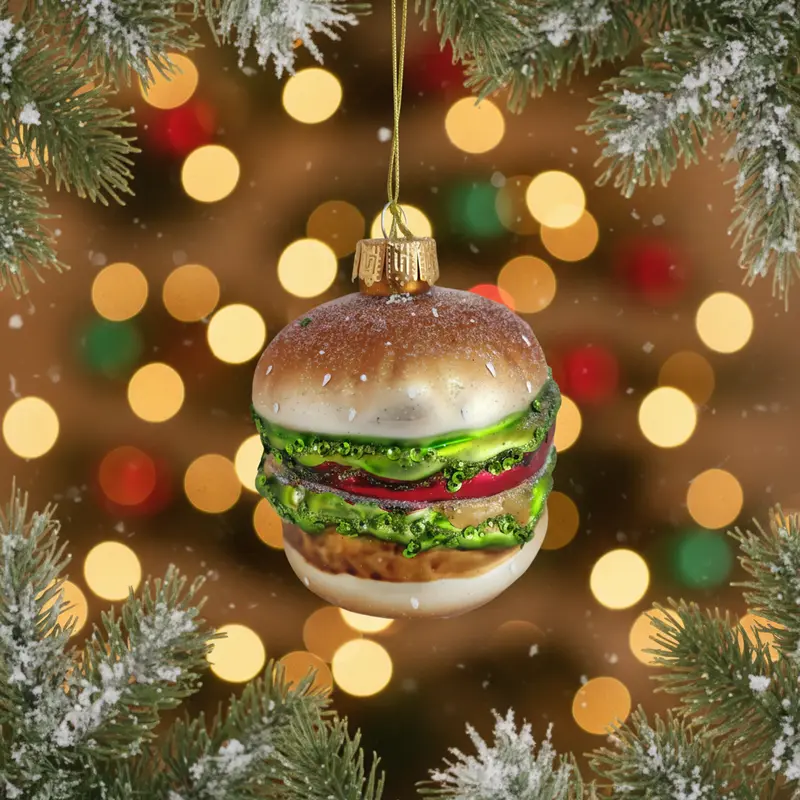 Decorazione per Albero di Natale in Vetro – Hamburger e Taco – Idea Regalo Originale