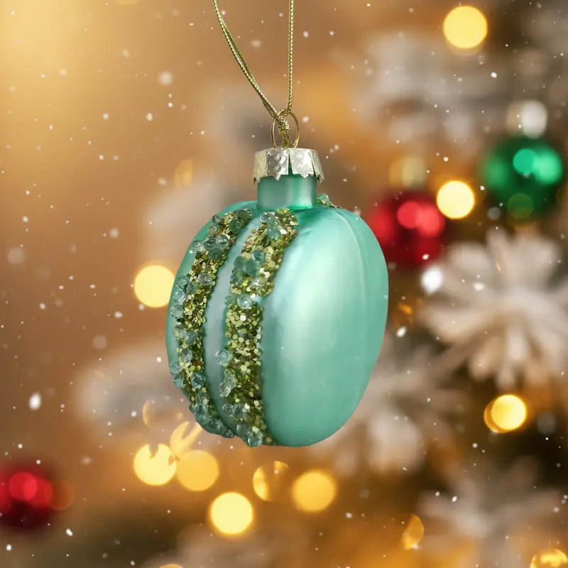 Decorazione per Albero di Natale in Vetro – Macarons Ø 4 cm – 5 Colori