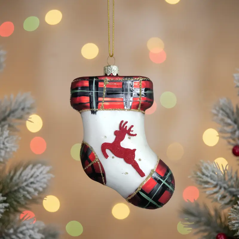 Decorazione per Albero di Natale in Vetro – Stivaletto Natalizio
