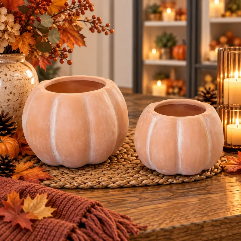 Decorazione Vaso Zucca in Terracotta - 2 Misure