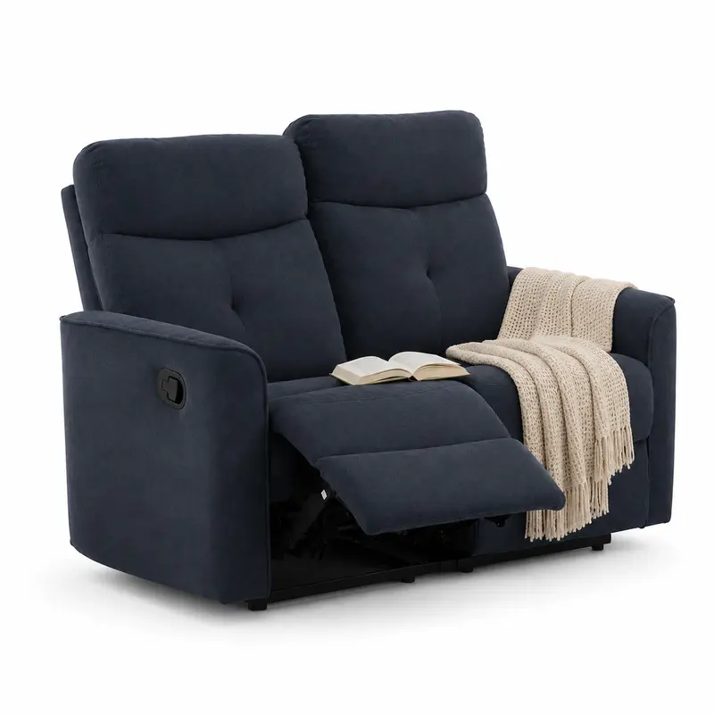 Divano 2 Posti Recliner Manuale Poltrona Reclinabile in Tessuto 132x96x103 cm Grigio