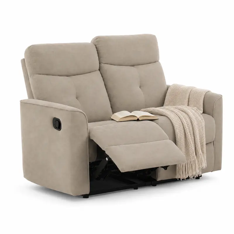 Divano 2 Posti Recliner Manuale Poltrona Reclinabile in Tessuto 132x96x103 cm Tortora