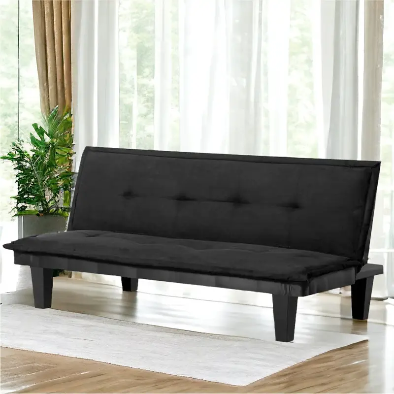 Divano Letto Reclinabile Clic Clac 160cm Tessuto Nero Moderno Apertura Veloce