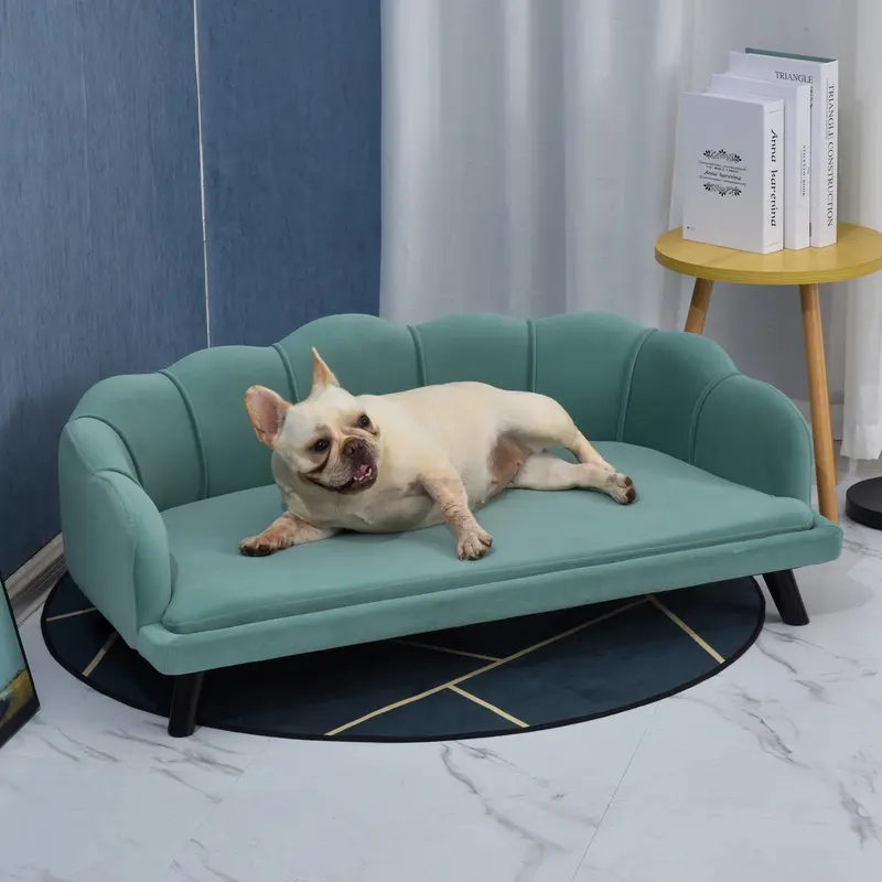 Divano per Cani Gatti Taglia Media Rivestimento Sfoderabile 98x60x35 cm Verde