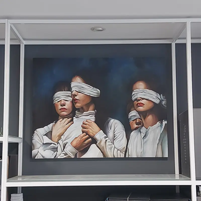 Dorta Raffaella, quadro "Donne Bendate", olio su tela, 80x60
