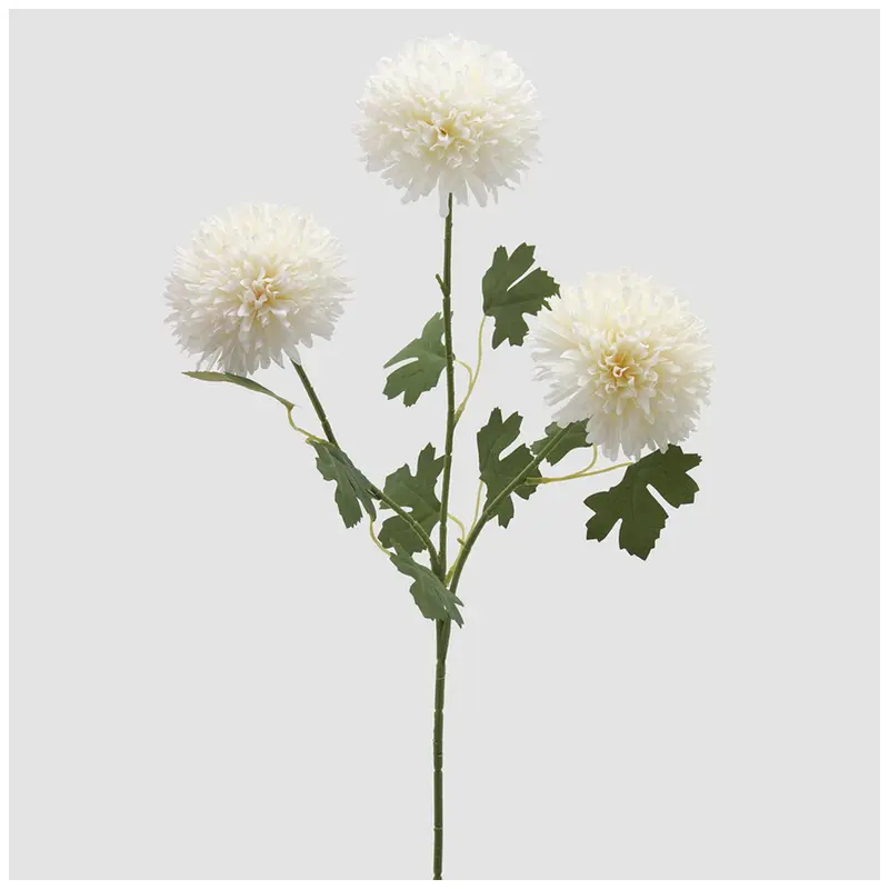 EDG Enzo de Gasperi Ramo 3 Dalia PonPon Bliss avorio artificiale con foglie H65 cm