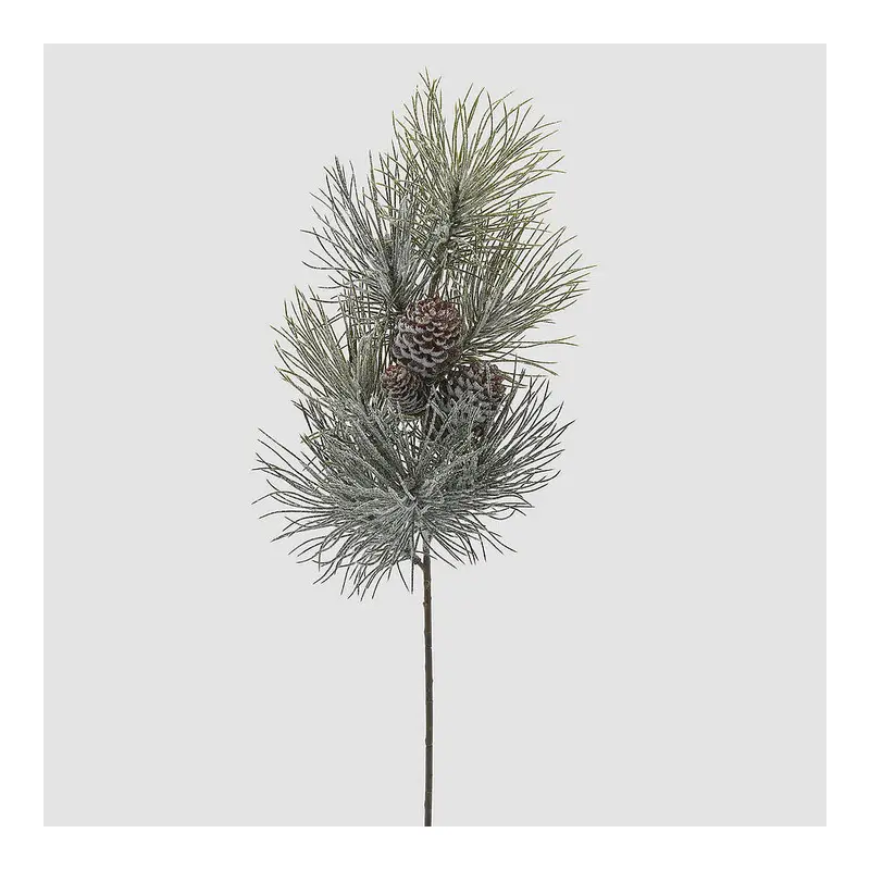 EDG Ramo di pino innevato con pigne decoro natalizio artificiale H76 cm