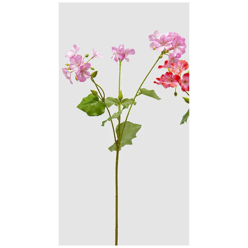 Edg Ramo Geranio artificiale rosa con foglie H75 cm 2 varianti(1pz)